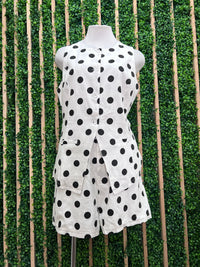WHite Black Polka Dot Linen Vest