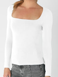 Square Neck Long Sleeve Basic Top