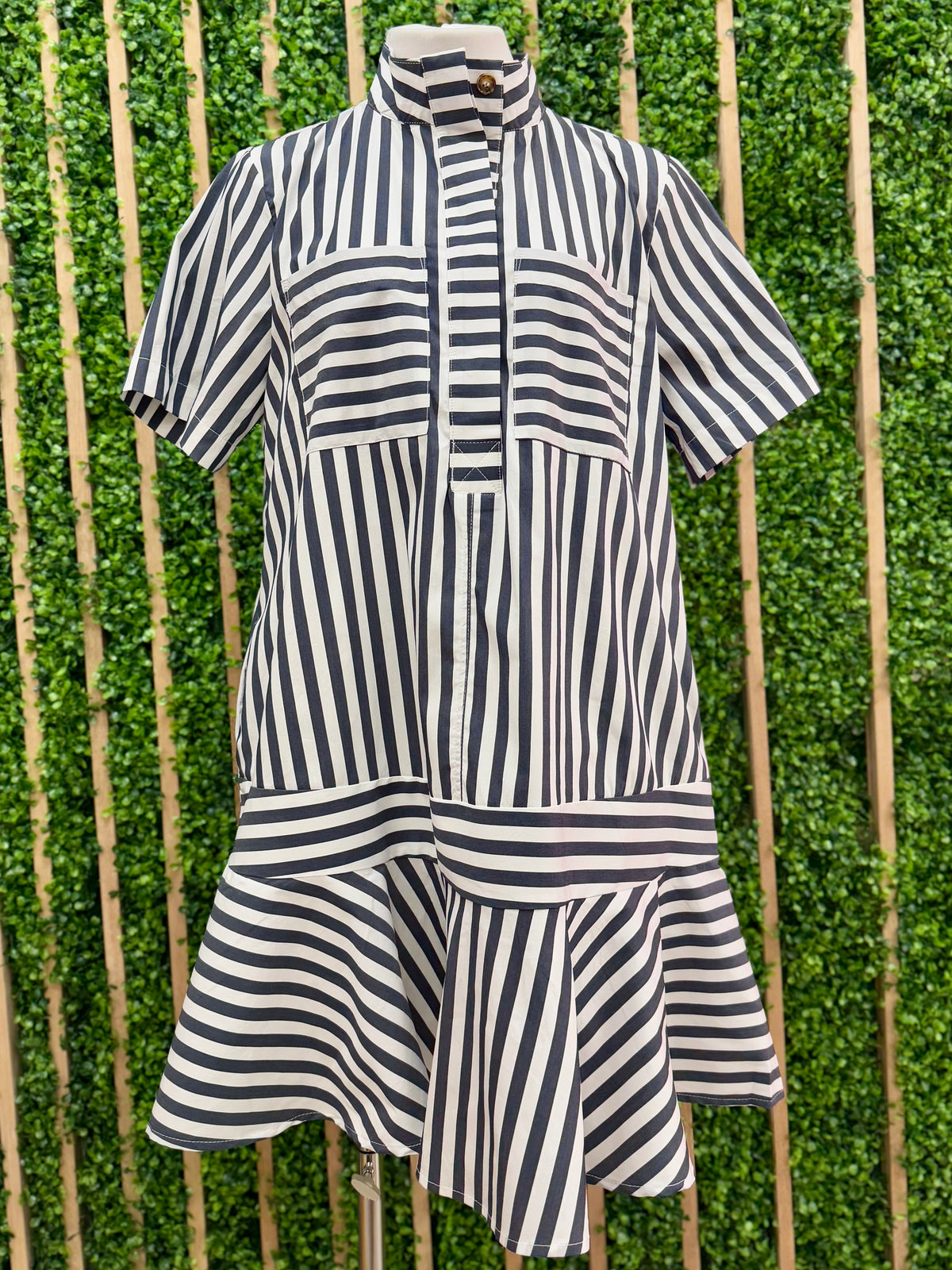 Striped Drop Waist Blouse Dress