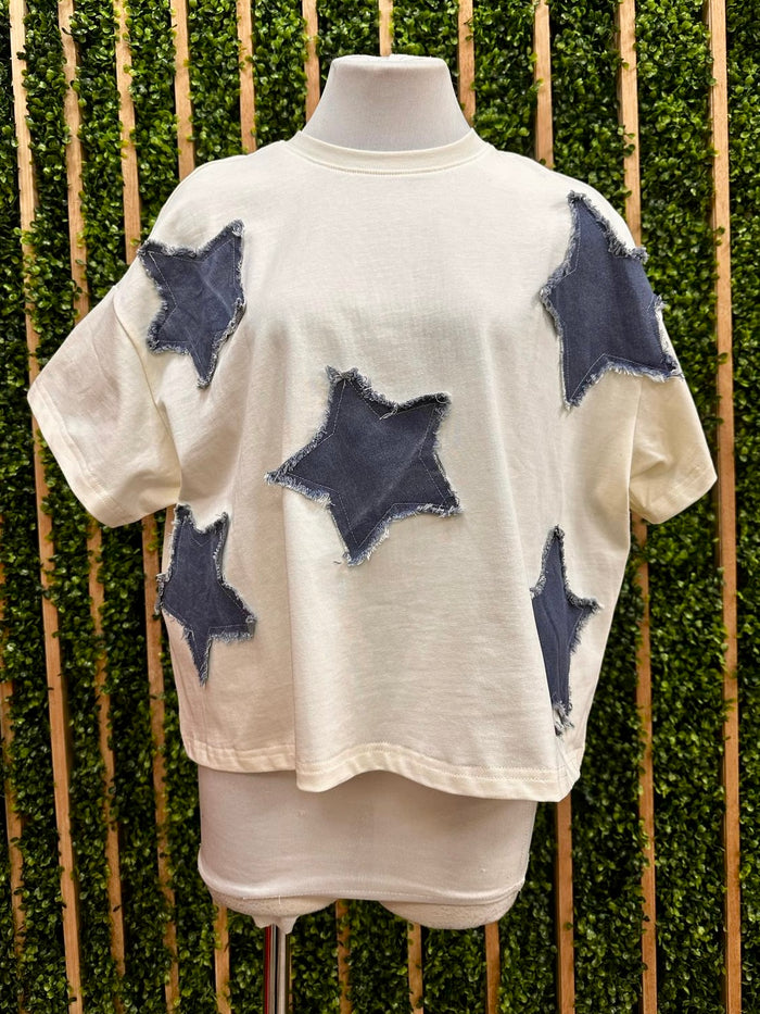 Denim Star Detail Short Shirt
