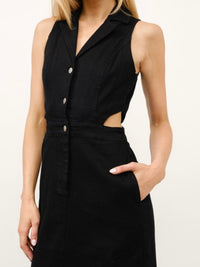 BEautiful Collared Cutout Denim Maxi Dress