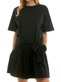 Black Front Tie Dropwaist T Shirt Dress