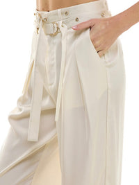 Satin Finish High Waist Wide Leg Pant