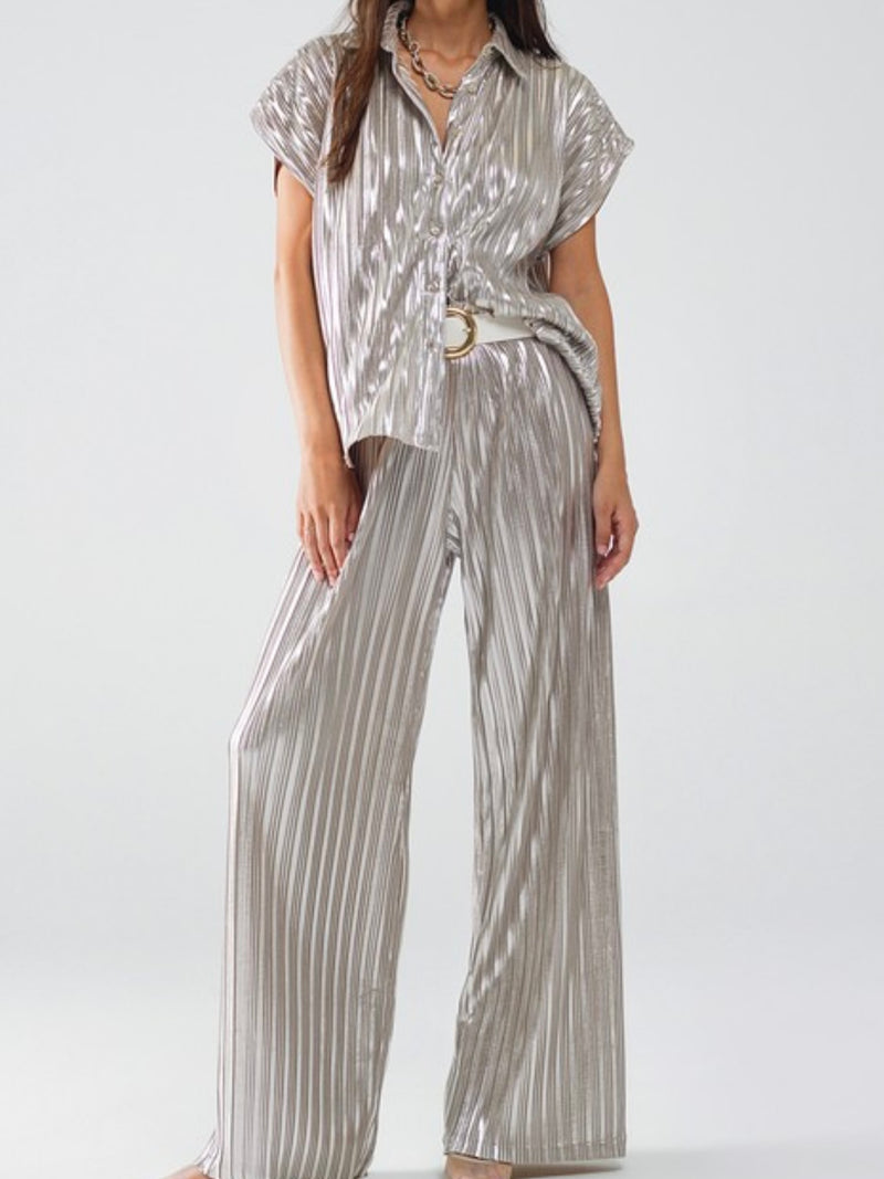 Silver Pleated Blouse