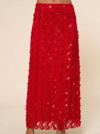 Red Sequin Maxi Skirt