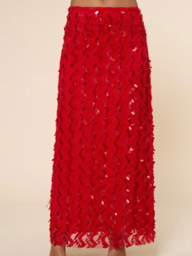 Red Sequin Maxi Skirt