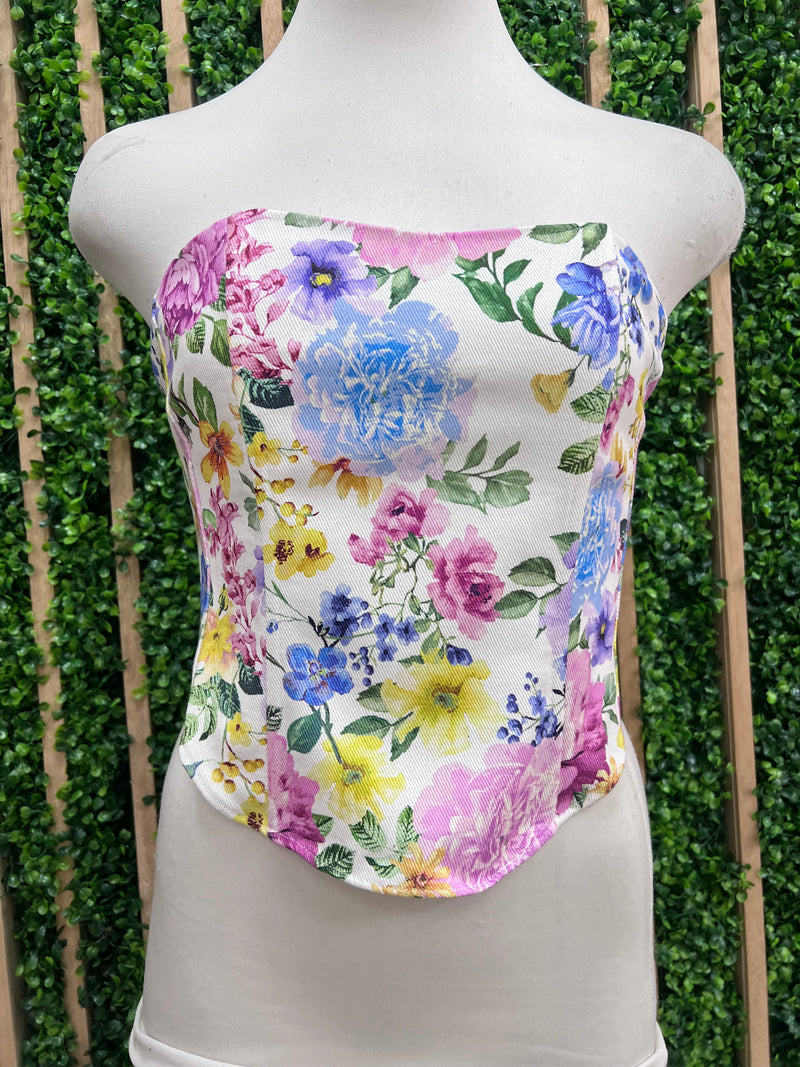 Floral Strapless Bustier