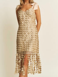 Beautiful Gold Lace Midi Dress