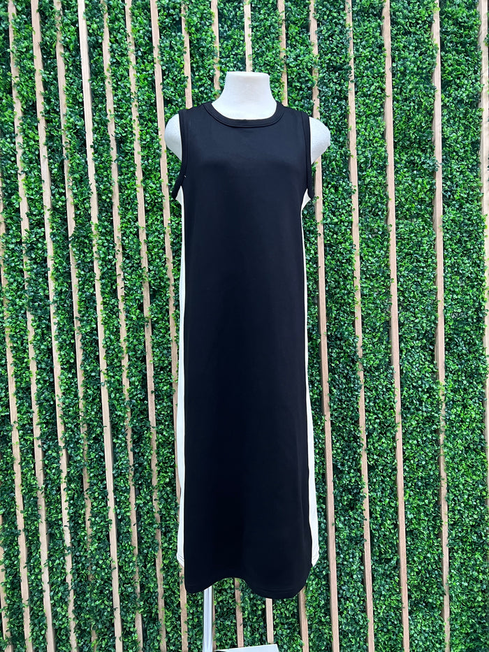 Black Side Stripe Scuba Modal Midi Dress