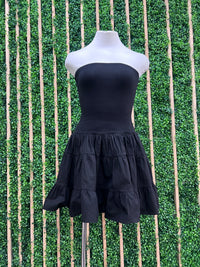 Contrast Ruffled Strapless Short Dress