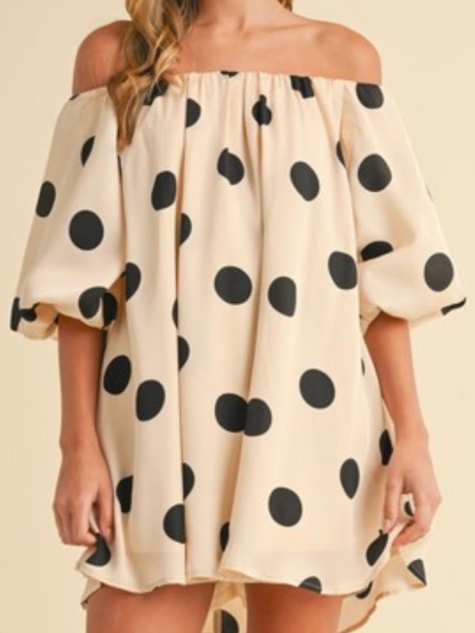 Polka Dot Off Shoulder Short Dress