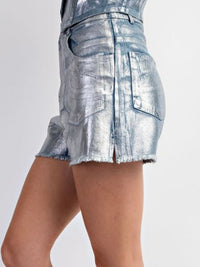 Silver Foiled Denim Short