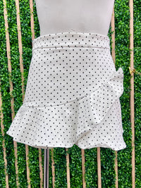 Ivory Black Dots Ruffled Skort