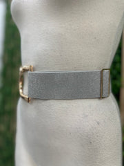 Gold Buckle Metallic Stretch Belt
