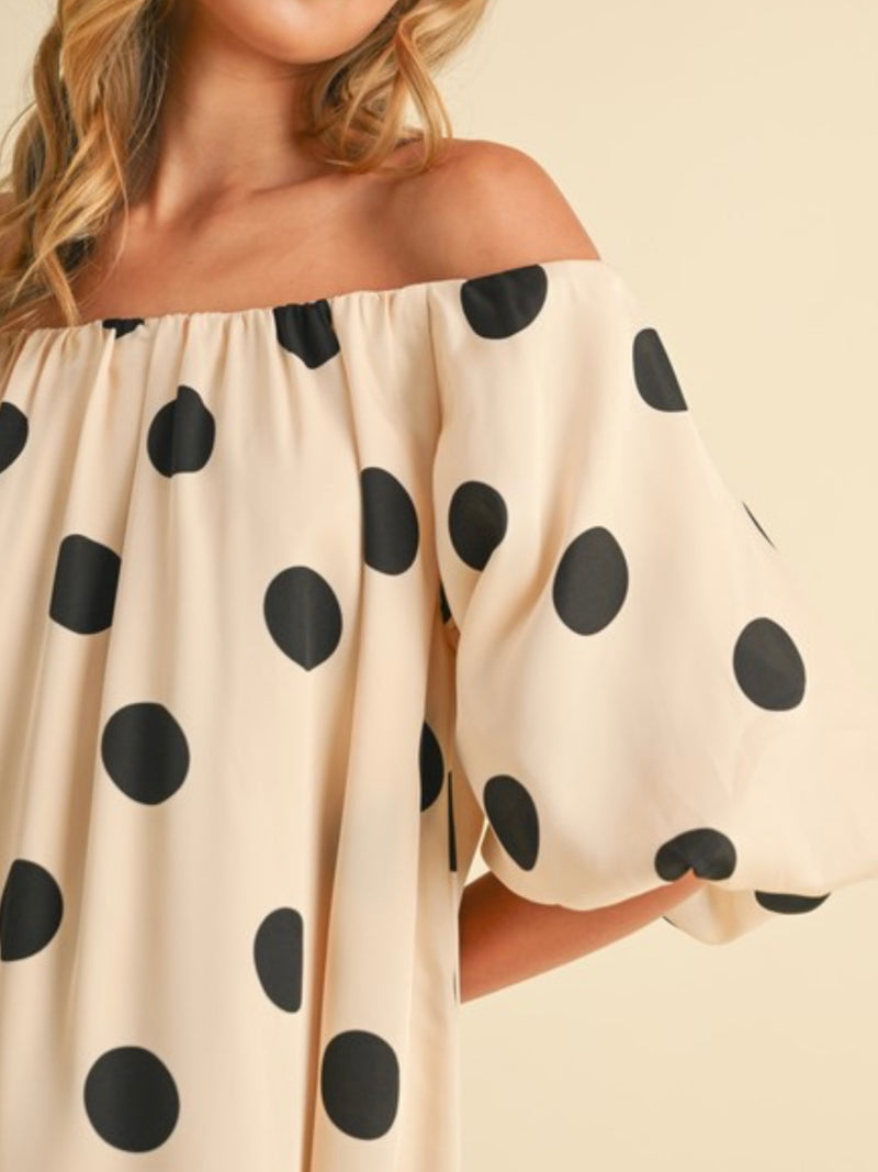 Polka Dot Off Shoulder Short Dress