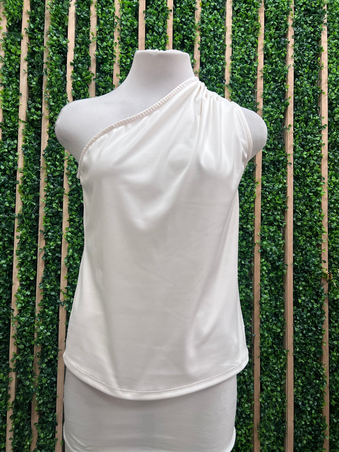 Pleated One Shoulder Top
