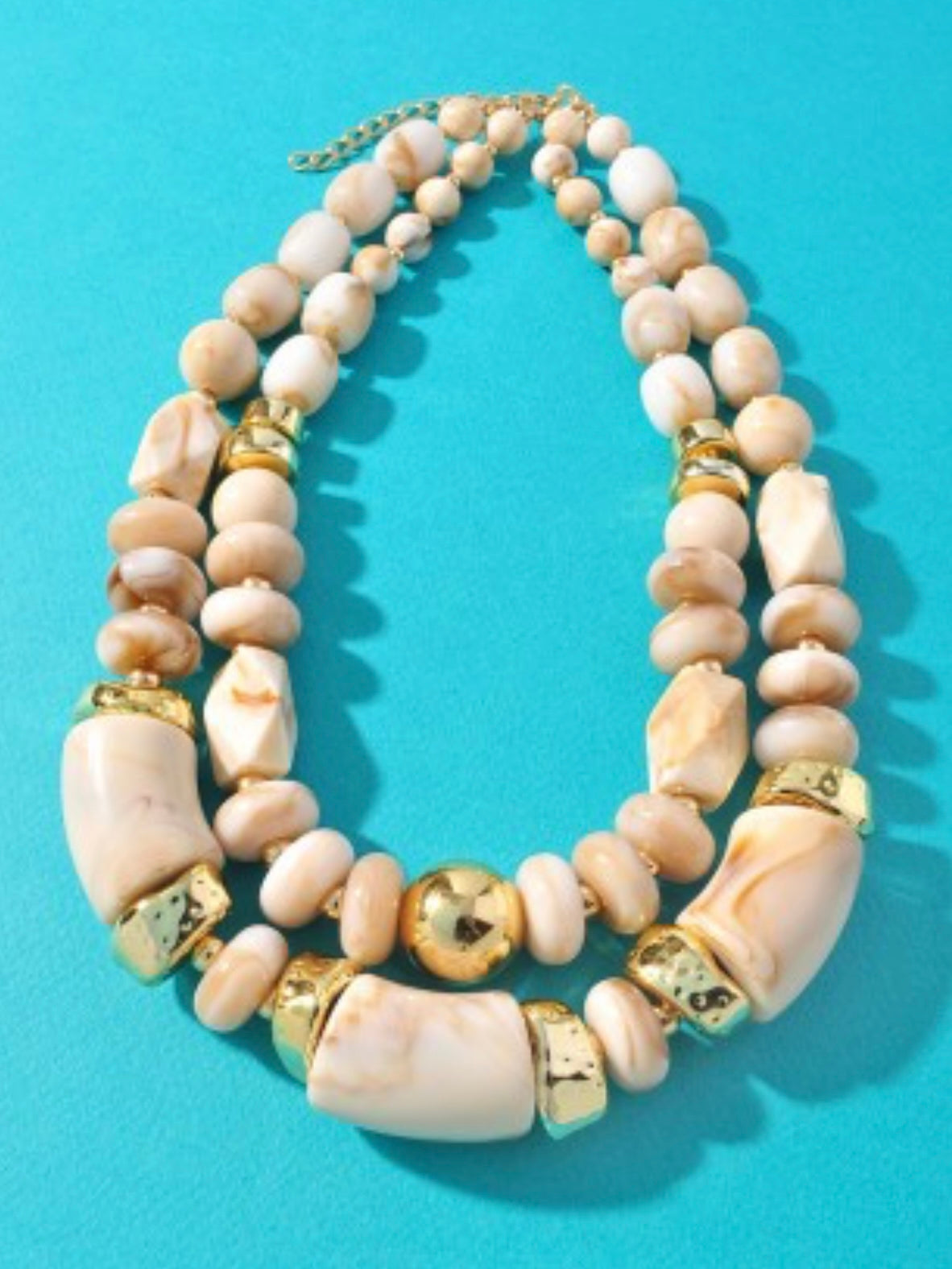 Marbled Ivory Multi Strand Boho Necklace