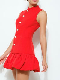 Beautiful HighNeck Fitted Ballon Drop Waist Short Dress