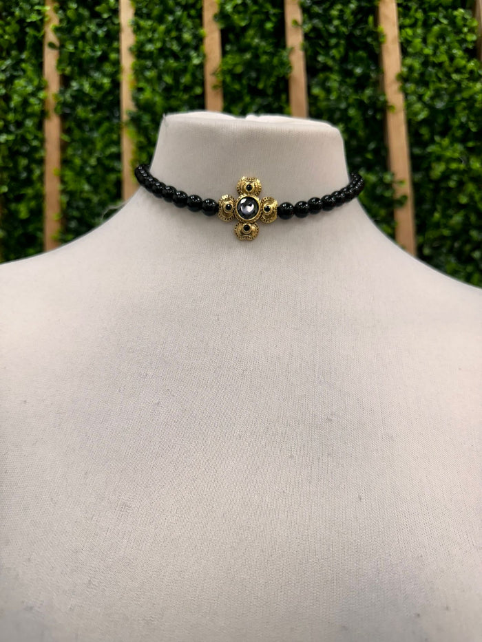 MR Black Stone Clover Aura Choker Necklace