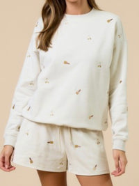Champagne Bottles Embroidered Short Pant Set