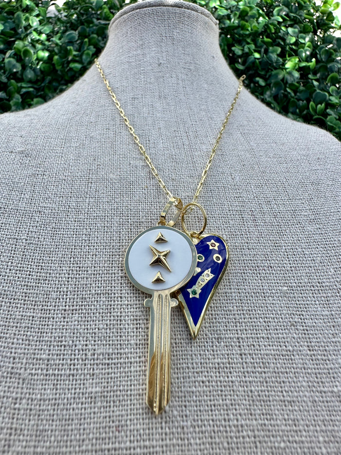 Heart Key Enamel Necklace