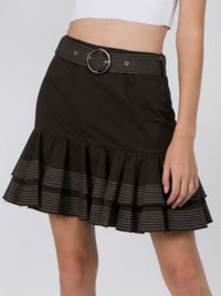 Charcoal Tiered Flounced Mini