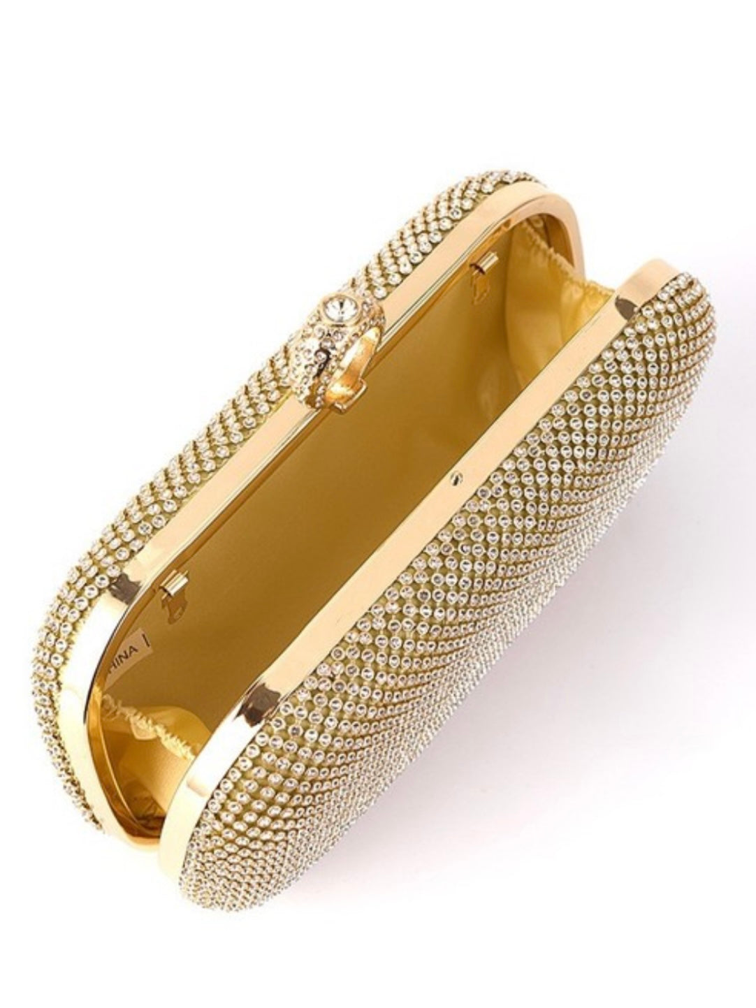 Ring Closure Rhinestone Studded Clutch