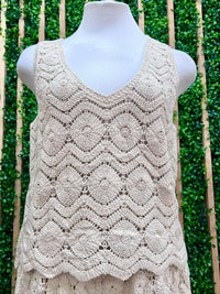 Vanilla Coastal Crochet Knit Tank Top