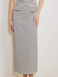 Ivory Black Striped Midi Skirt