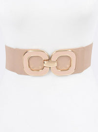 Round Squares Metal Buckle Elastic Belt