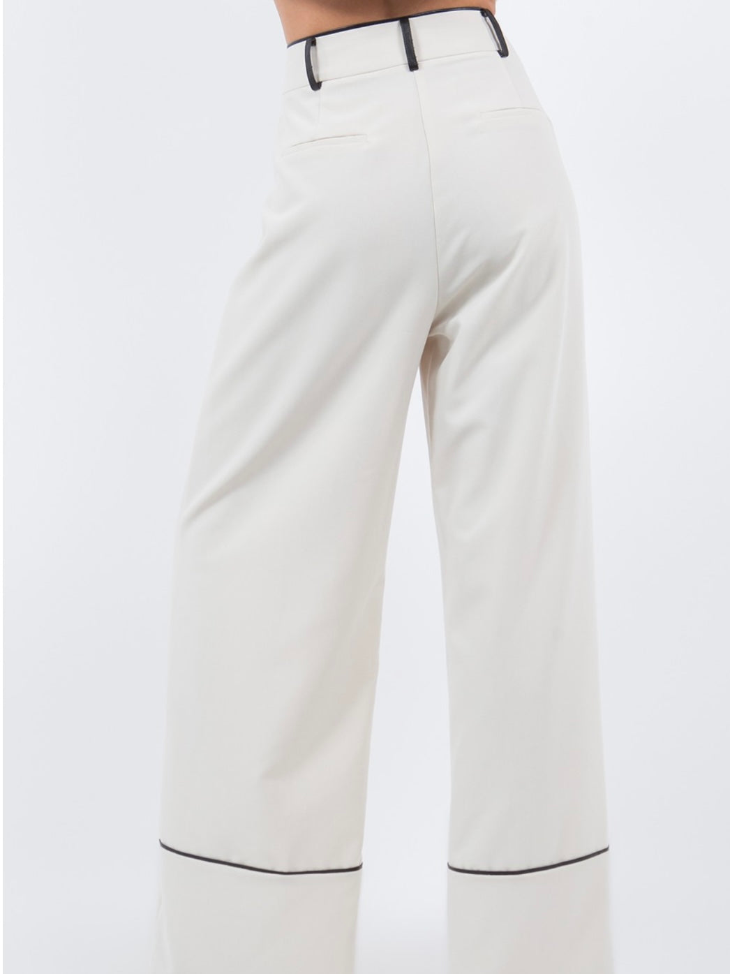 Ecru Black Piping Trousers