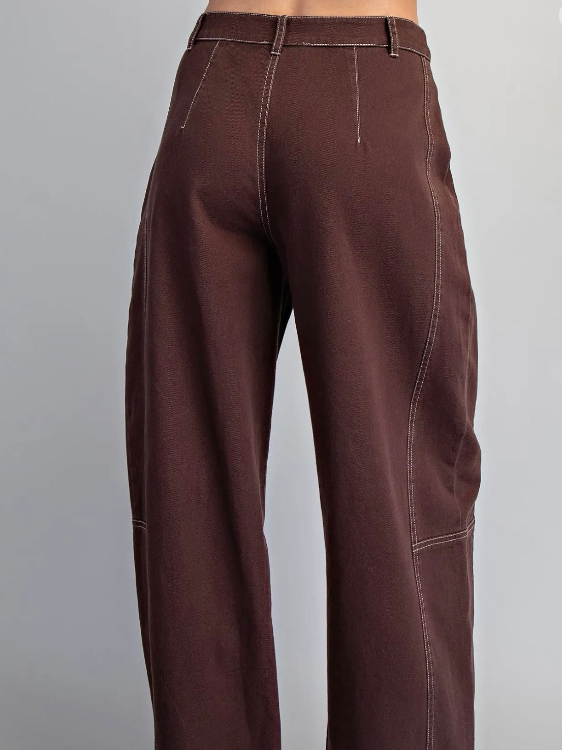 Oak Brown Stitch Detail Barrel Pant