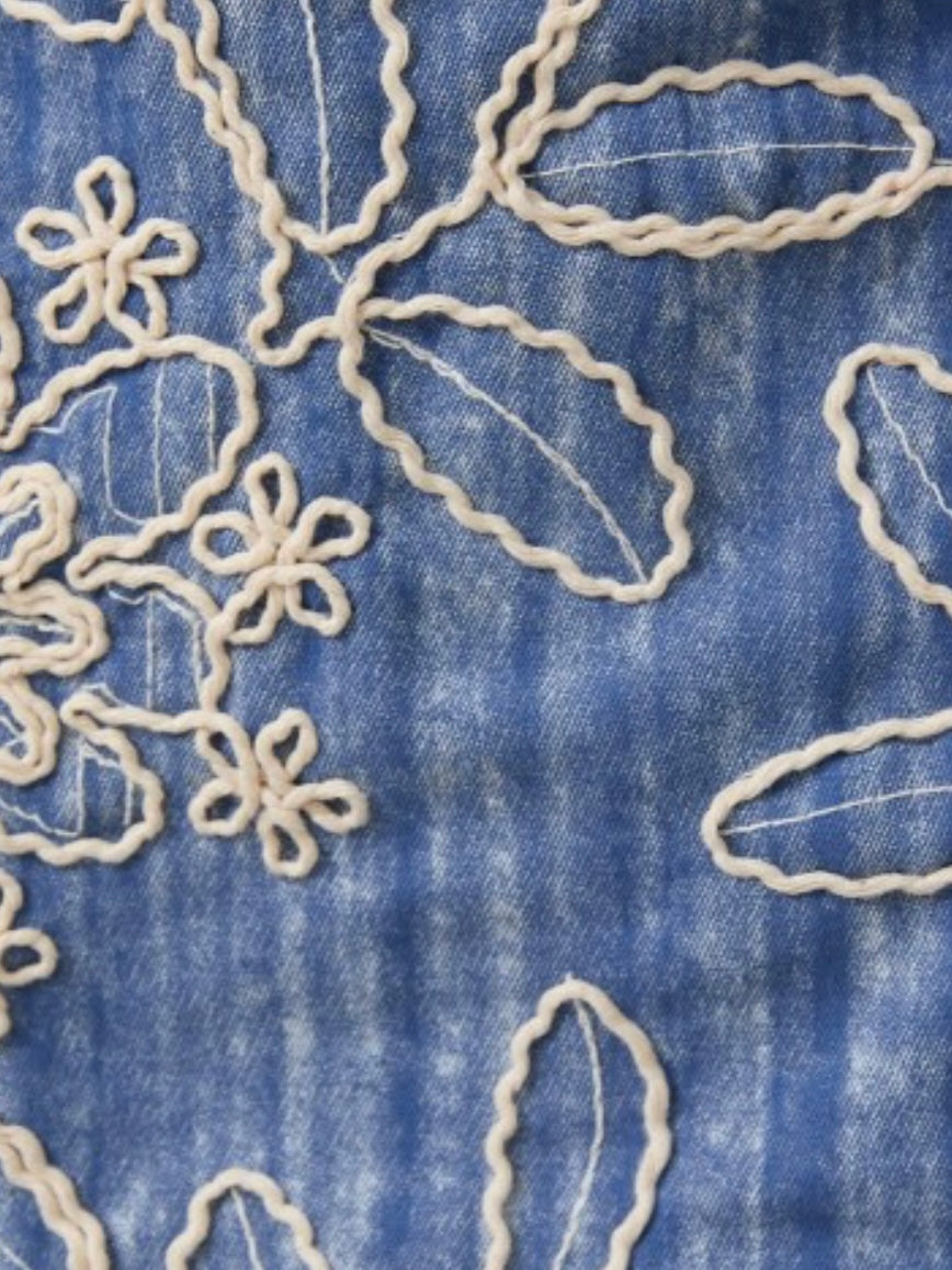 Denim Embroidered Skort
