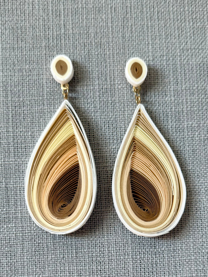 Neutral Paper Quilling Drop Earrings