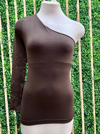 One Shoulder Long Sleeve Fitted Top – Multiple Colors