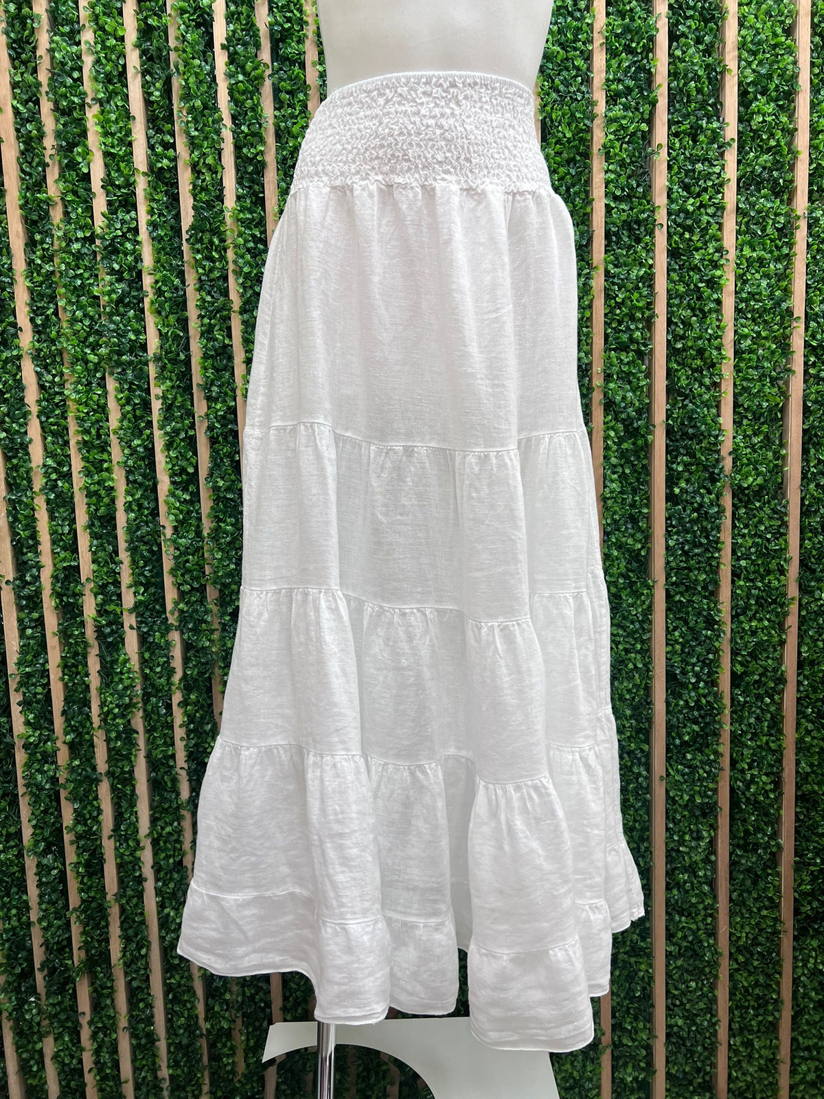 Elastic Waist Linen Maxi Skirt