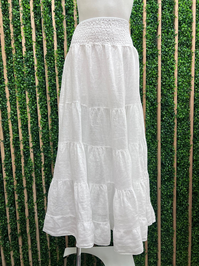 Elastic Waist Linen Maxi Skirt