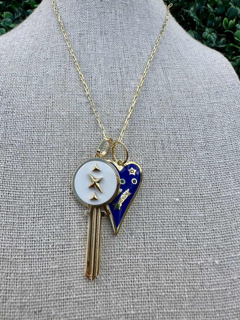 Heart Key Enamel Necklace