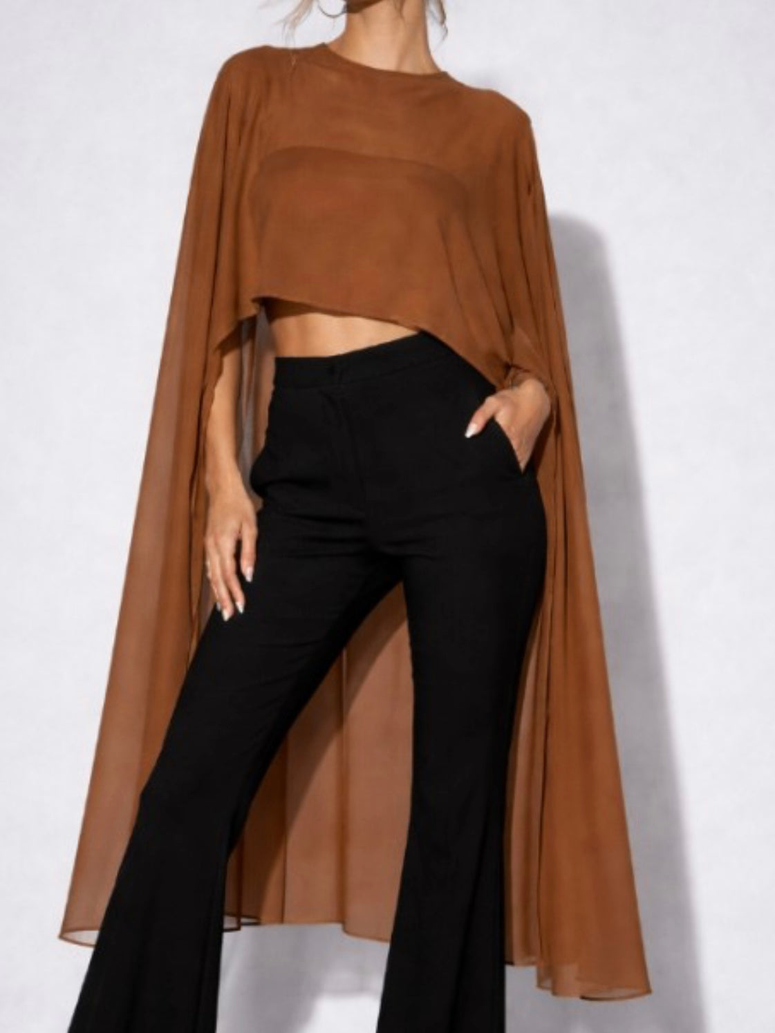 Chiffon Tulle Hi Low Cape