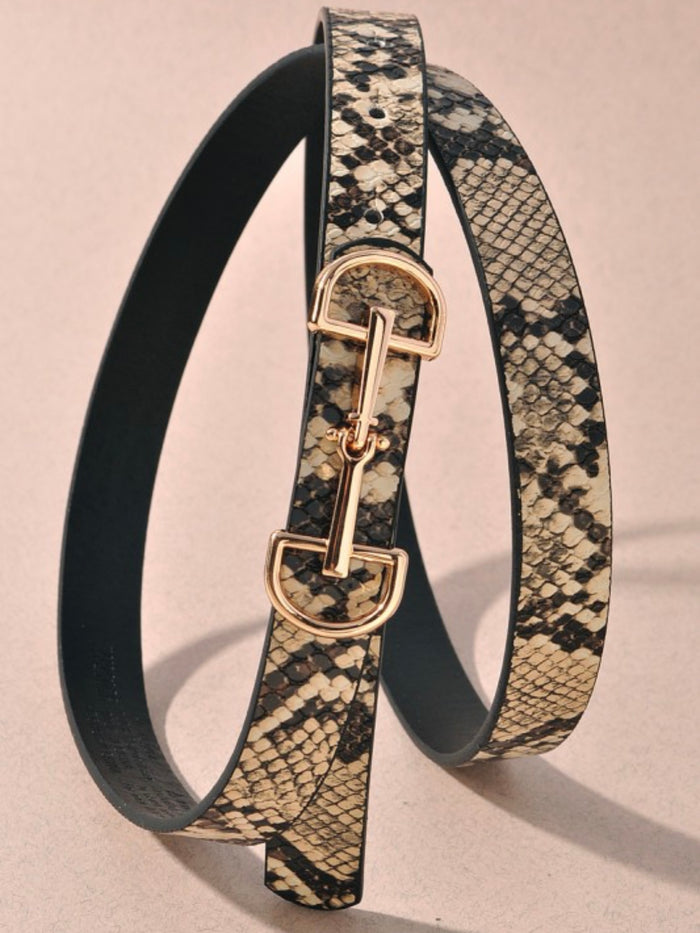 D Ring Horse Bit Buckle Skinny Belt