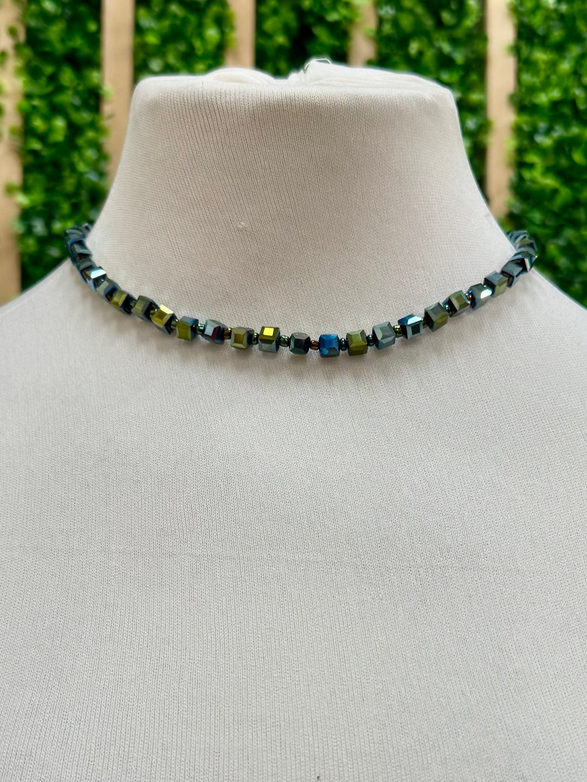 JH Small Crystal Cube Bead Necklace