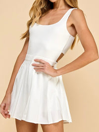 White Athletic Pleated Skirt Sleeveless Skort Dress