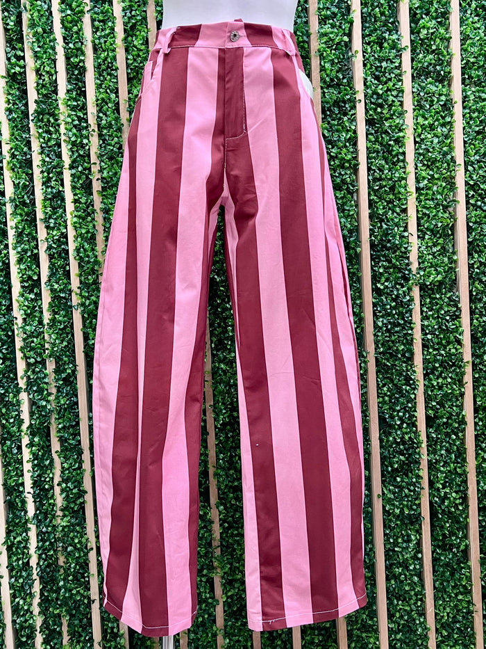 Fun Striped Barrel Jeans