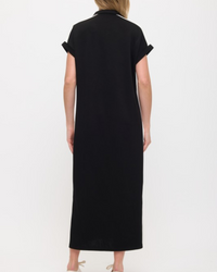 Side Stripe Collared Scuba Modal Midi Dress