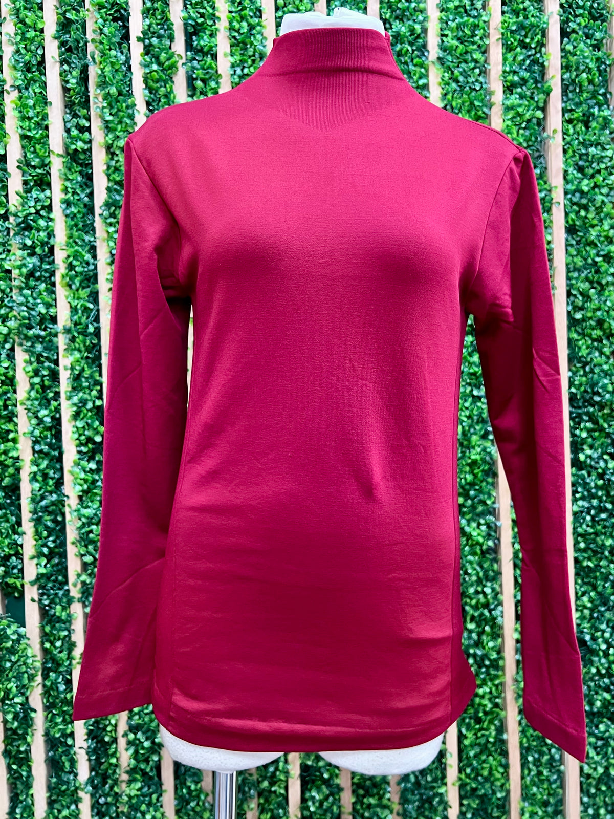 Solid Fleece Mock Neck Long Sleeve Thermal Top