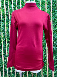 Solid Fleece Mock Neck Long Sleeve Thermal Top