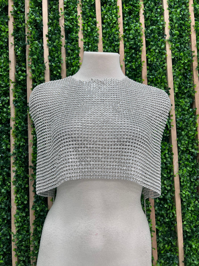 Rhinestone Mesh Muscle Crop Top