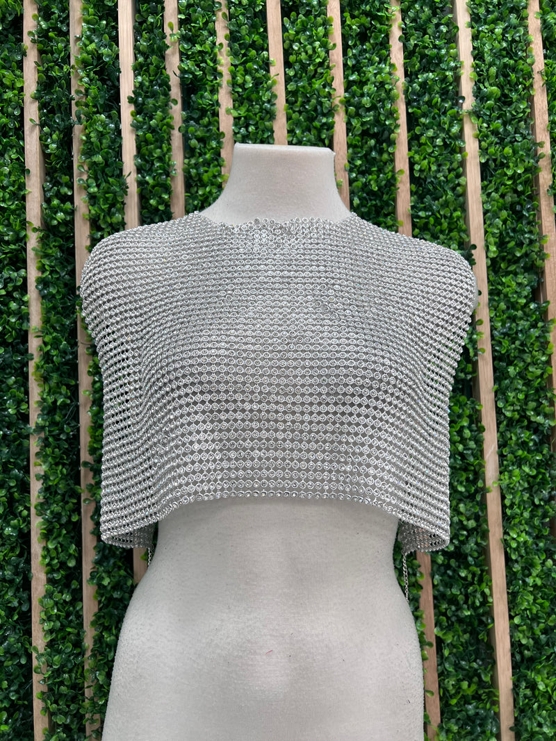 Rhinestone Mesh Muscle Crop Top