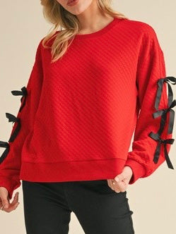 Red Bow Detail Sweater