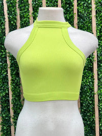 High Neck Ribbed Basic Crop